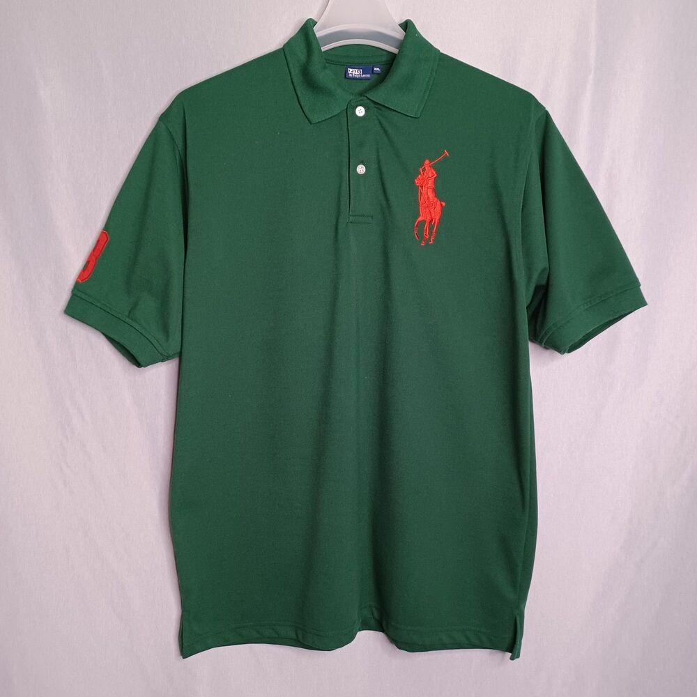 Polo By Ralph Lauren Polo Shirt Mens 2XL Green Big Pony 3 Short Sleeve
